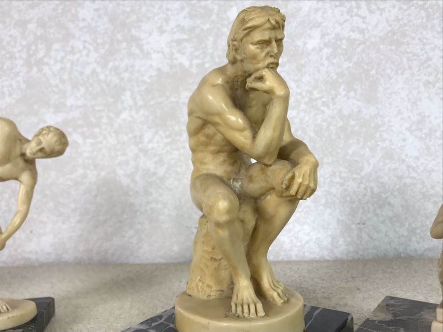 Three Sculptor A. Santini Classic Figure Sculptures And One Unknown Sculpture Figurine 7.5H - 4H [Photo 17]