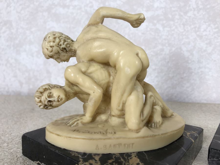 Three Sculptor A. Santini Classic Figure Sculptures And One Unknown Sculpture Figurine 7.5H - 4H [Photo 5]