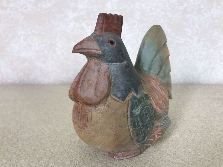 Carved Wooden Rooster Sculpture 7W X 6H [Photo 3]
