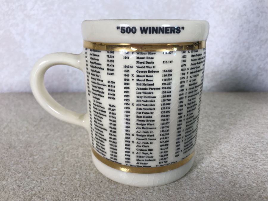 Vintage Indianapolis Motor Speedway Coffee Cup Showing Past Winners ...