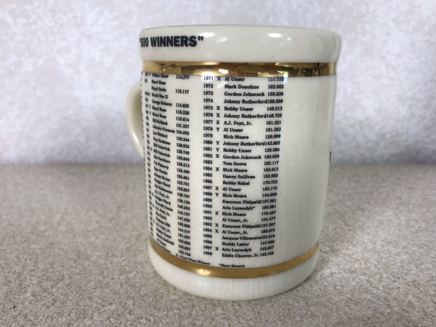 Vintage Indianapolis Motor Speedway Coffee Cup Showing Past Winners ...