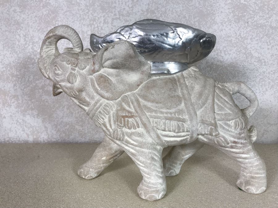 Large Plaster Elephant Bowl 17W X 13H [Photo 6]