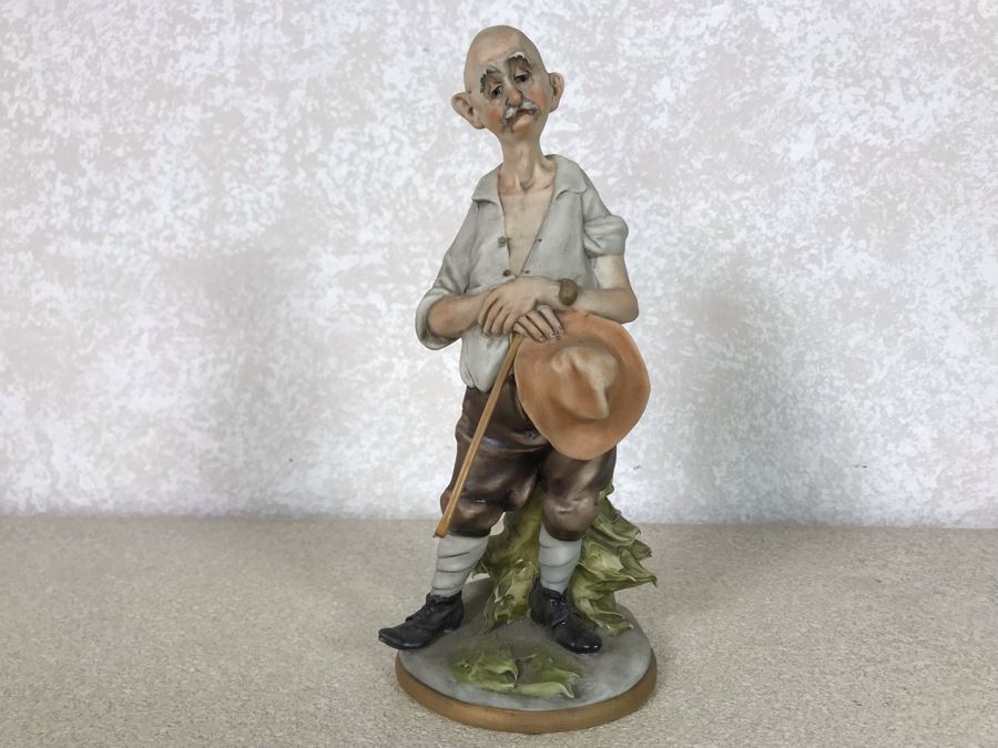 Vintage Italian Capodimonte Figurine 9.5H See Photos For Some Damage To Green Leaves [Photo 1]