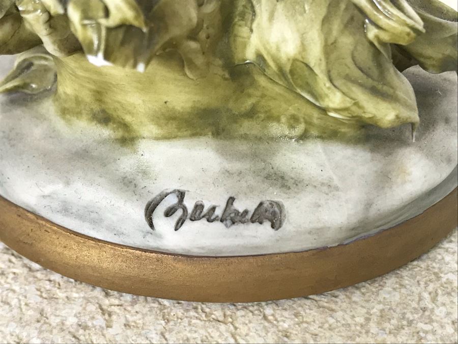 Vintage Italian Capodimonte Figurine 9.5H See Photos For Some Damage To Green Leaves [Photo 10]