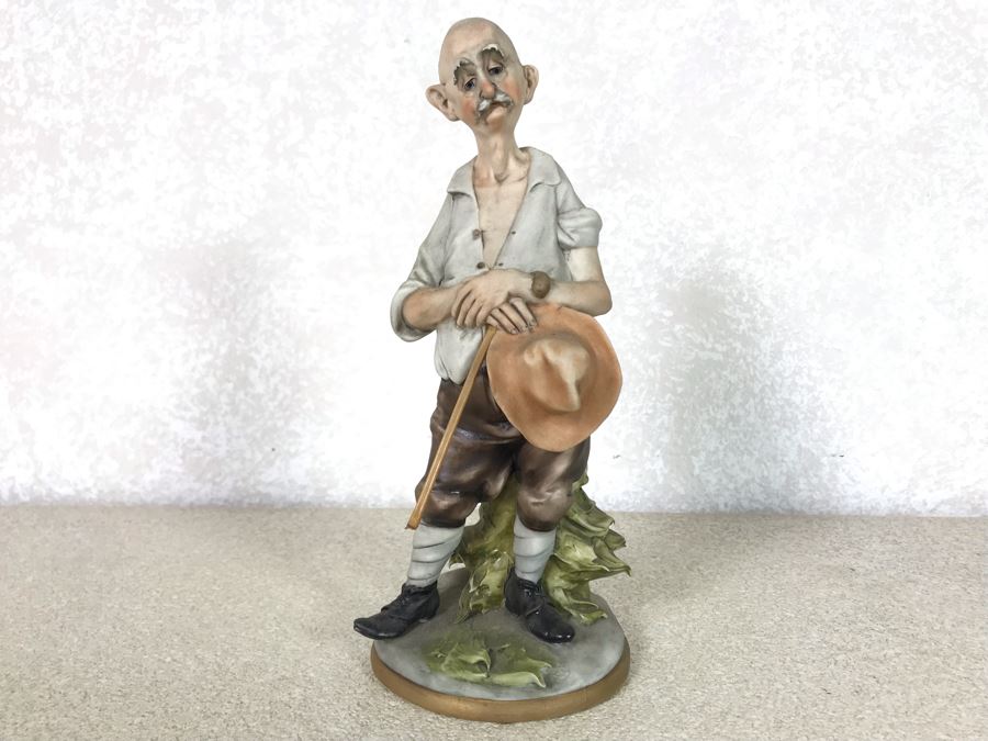 Vintage Italian Capodimonte Figurine 9.5H See Photos For Some Damage To Green Leaves [Photo 2]
