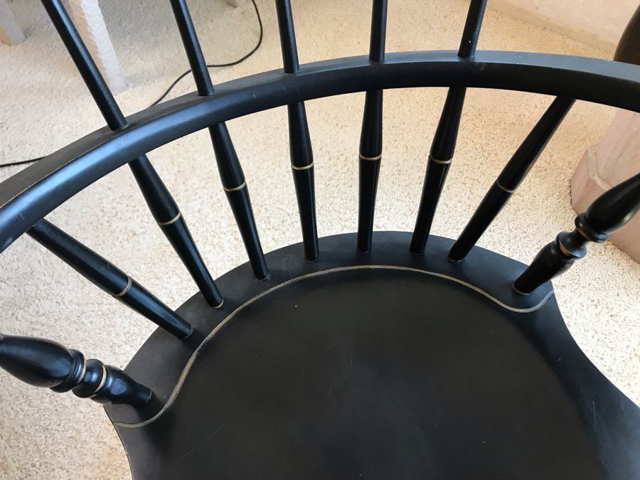 Pair Of Vintage Black Hitchcock Style Gold Stenciled Armchairs [Photo 6]