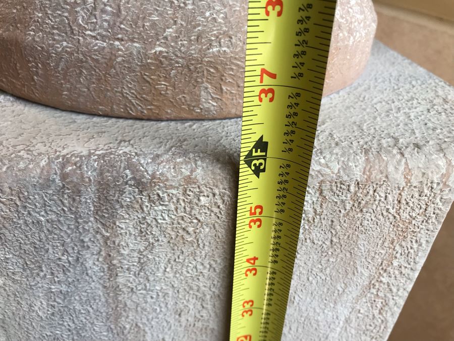 Custom Pedestal Column With Embossed Lion Ornamentation And Urn With Artificial Plant 12W X 56H [Photo 8]