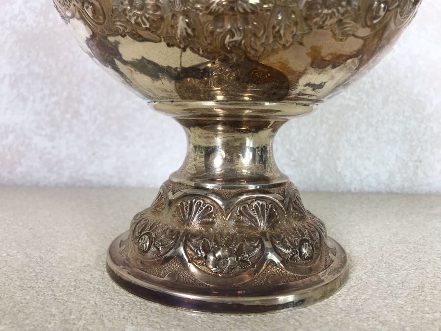 Impressive English Sterling Silver Ewer Pitcher With High Relief Repousse Decoration Featuring Winged Mermaids, Nautical Marine Motifs, Possibly Poseidon And Lions Head -Believe Mark Is Job Frank Hall In London, England 1,360g [Photo 24]