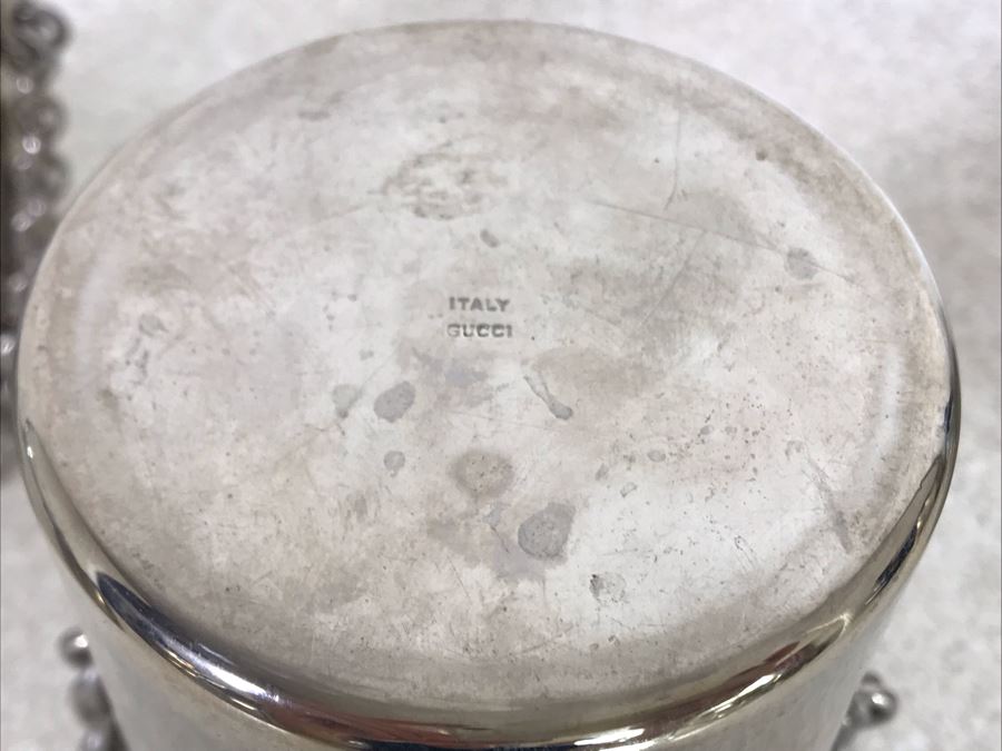 RARE Vintage GUCCI Italy Chain Handle Carrying Cups - Each Cup Weighs Apx 173g [Photo 14]