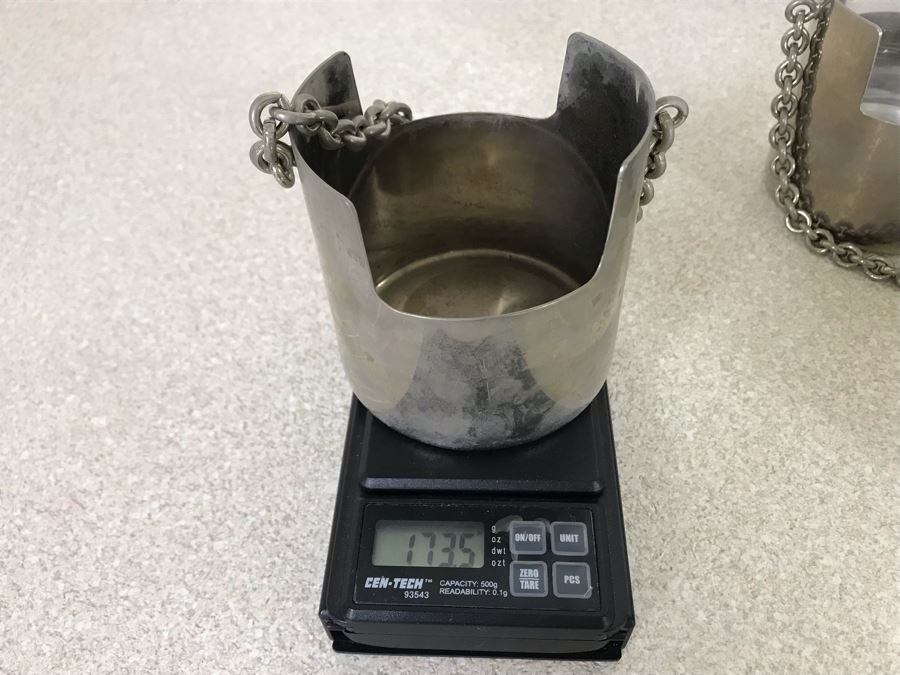 RARE Vintage GUCCI Italy Chain Handle Carrying Cups - Each Cup Weighs Apx 173g [Photo 19]