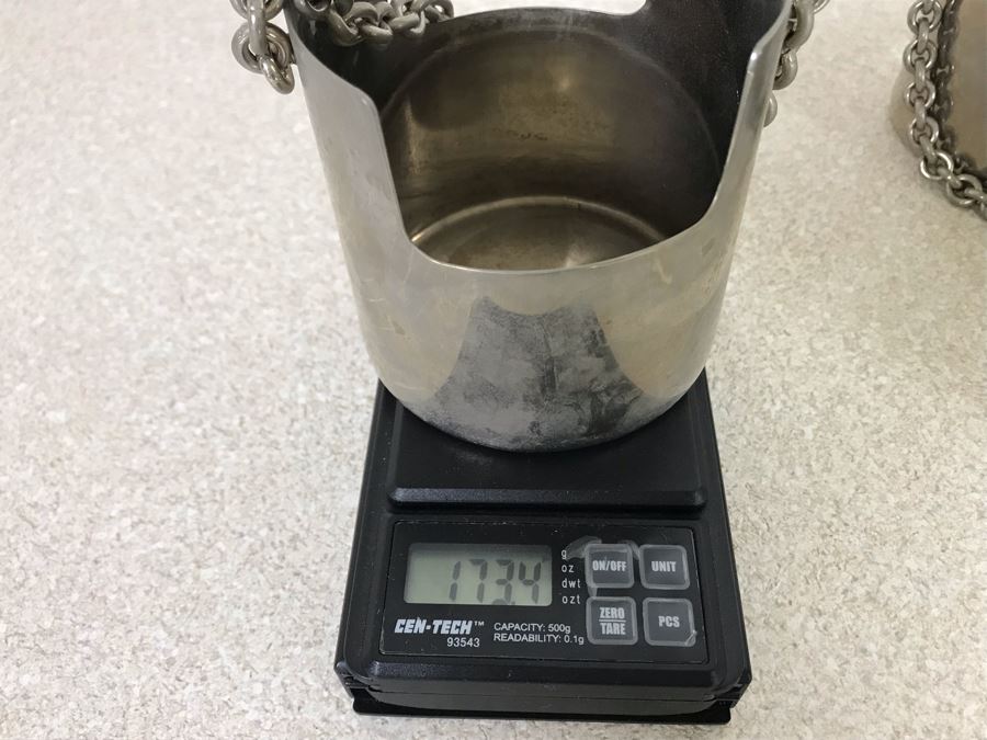 RARE Vintage GUCCI Italy Chain Handle Carrying Cups - Each Cup Weighs Apx 173g [Photo 18]