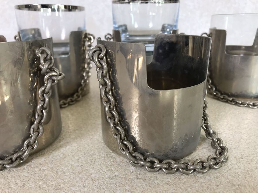 RARE Vintage GUCCI Italy Chain Handle Carrying Cups - Each Cup Weighs Apx 173g [Photo 7]