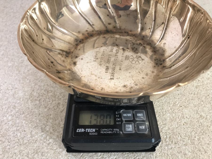 Vintage Italian 800 Silver Bowl Trophy From Rome Italy Olgiata Golf Club Golf Tournament 138g [Photo 8]