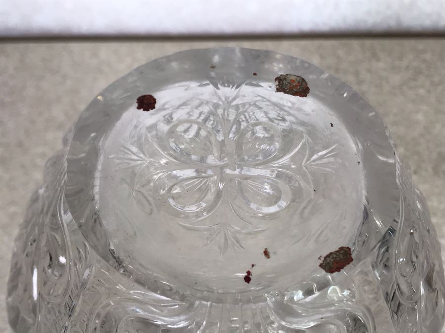 Crystal Decanter With Stunning English Sterling Silver Repousse Stopper 7H [Photo 10]