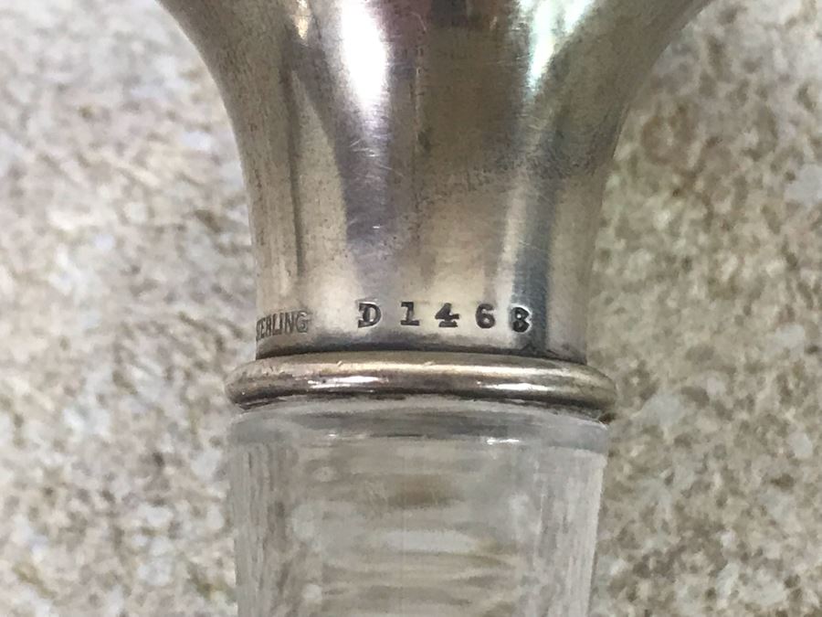 Crystal Decanter With Stunning English Sterling Silver Repousse Stopper 7H [Photo 9]