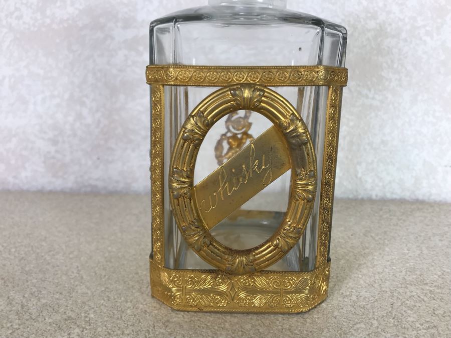Crystal Liquor Decanter With Hallmarked Overlay Featuring Cherubs [Photo 5]