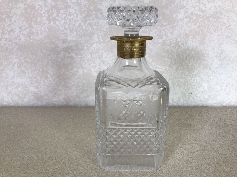 Vintage Crystal Gold Rim Decanter 9H [Photo 3]