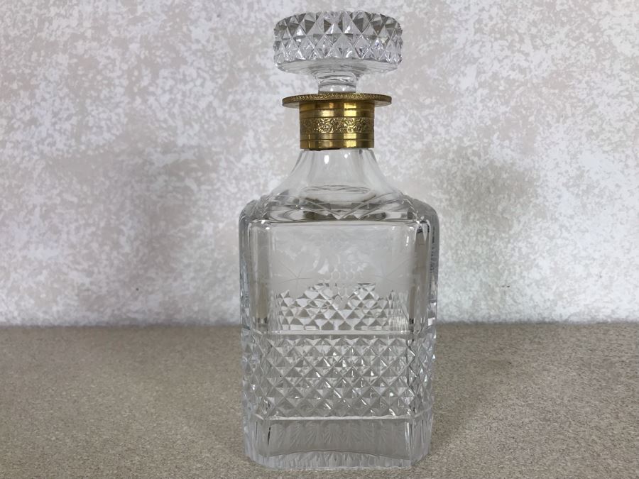 Vintage Crystal Gold Rim Decanter 9H [Photo 4]