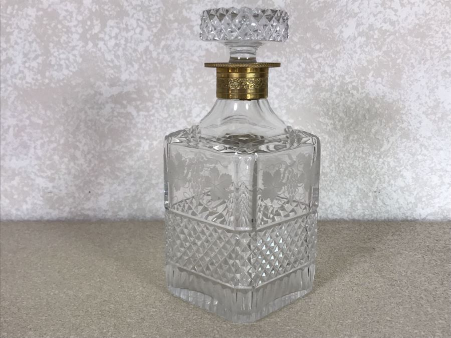 Vintage Crystal Gold Rim Decanter 9H [Photo 2]