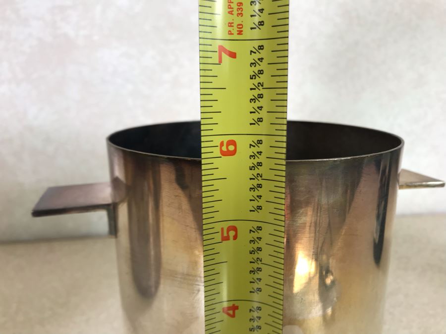 Mid-Century Modern Christofle France Gallia Lino Sabattini Ice Bucket 7.25H X 6.5W And Wine Bucket 5.75H X 4.75W With Tongues Handles [Photo 13]