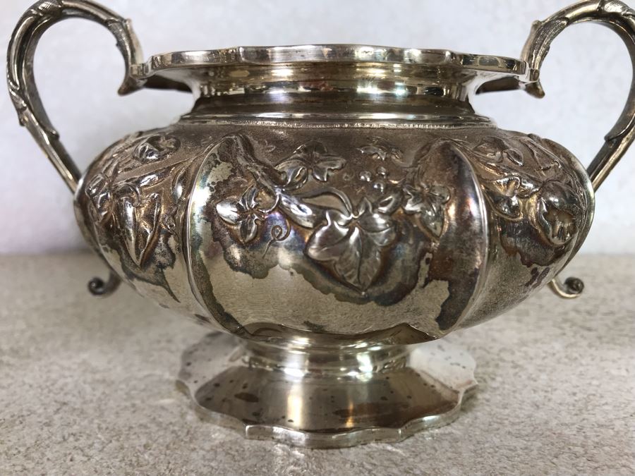 Rare Arts And Crafts Sterling Silver Repousse Tea And Coffee Service With Teapot, Coffee Pot, Creamer And Sugar By Alexander Clark 188 Oxford St London 2,700g [Photo 26]