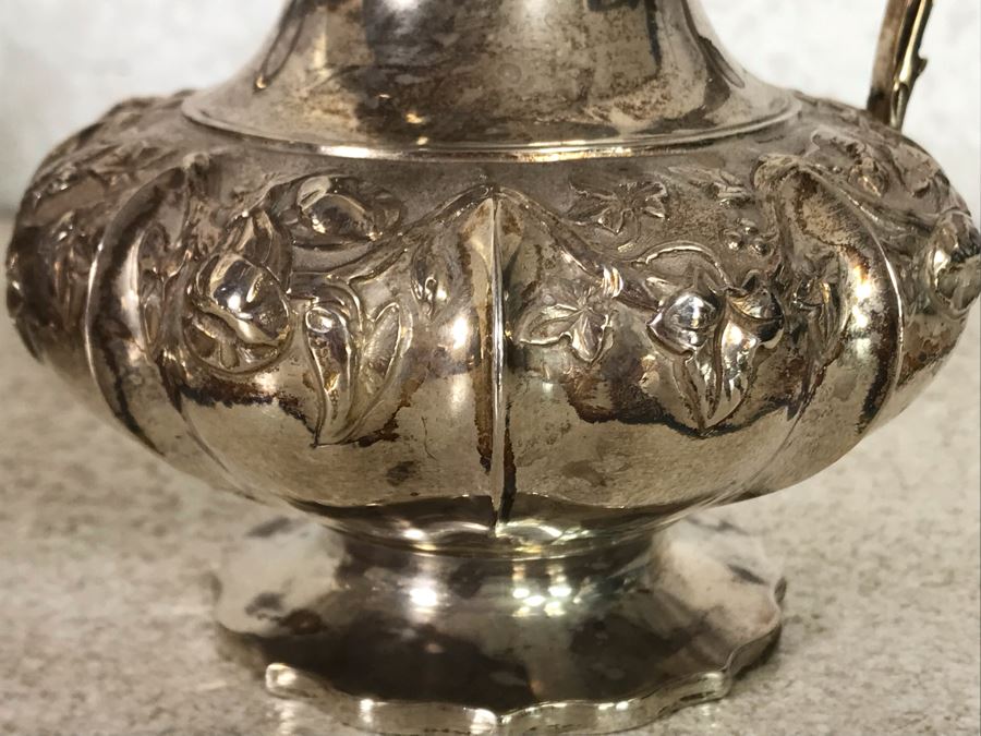 Rare Arts And Crafts Sterling Silver Repousse Tea And Coffee Service With Teapot, Coffee Pot, Creamer And Sugar By Alexander Clark 188 Oxford St London 2,700g [Photo 20]