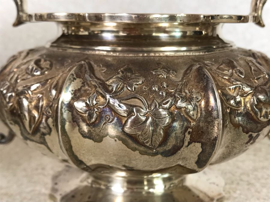 Rare Arts And Crafts Sterling Silver Repousse Tea And Coffee Service With Teapot, Coffee Pot, Creamer And Sugar By Alexander Clark 188 Oxford St London 2,700g [Photo 27]