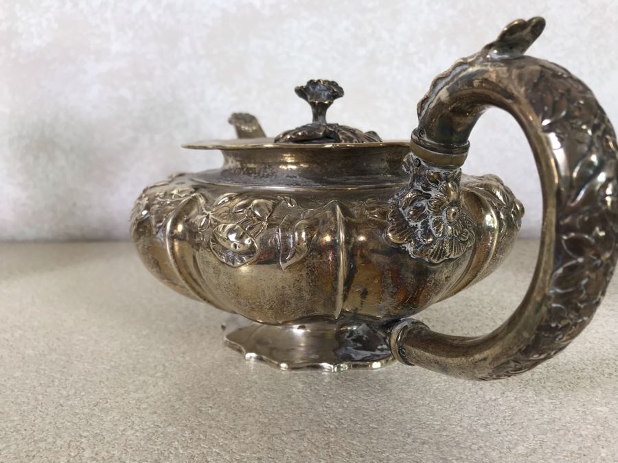 Rare Arts And Crafts Sterling Silver Repousse Tea And Coffee Service With Teapot, Coffee Pot, Creamer And Sugar By Alexander Clark 188 Oxford St London 2,700g [Photo 35]