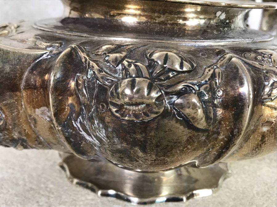 Rare Arts And Crafts Sterling Silver Repousse Tea And Coffee Service With Teapot, Coffee Pot, Creamer And Sugar By Alexander Clark 188 Oxford St London 2,700g [Photo 6]