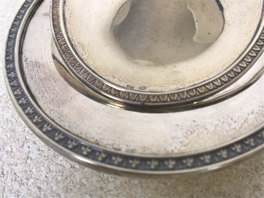 Vintage Italian 800 Silver Hallmarked 3 - VC VERCELLI Handled Dish Bowl With Lid 194g Silver Weight [Photo 9]