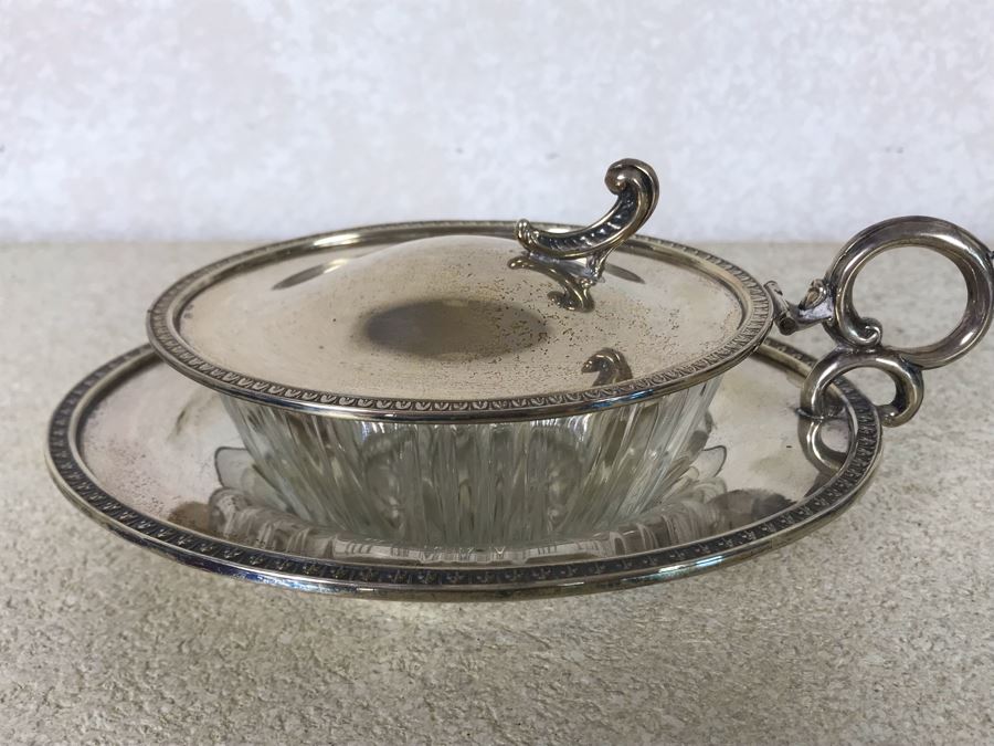 Vintage Italian 800 Silver Hallmarked 3 - VC VERCELLI Handled Dish Bowl With Lid 194g Silver Weight [Photo 2]