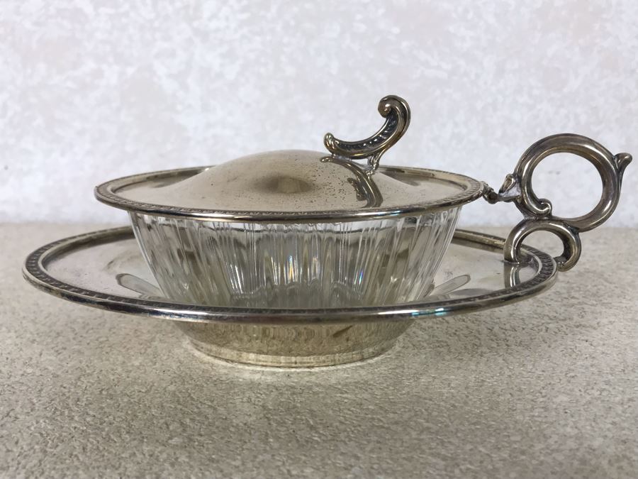 Vintage Italian 800 Silver Hallmarked 3 - VC VERCELLI Handled Dish Bowl With Lid 194g Silver Weight
