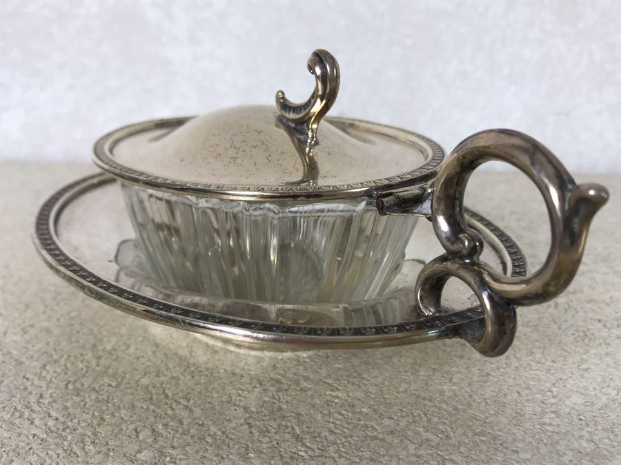 Vintage Italian 800 Silver Hallmarked 3 - VC VERCELLI Handled Dish Bowl With Lid 194g Silver Weight [Photo 4]