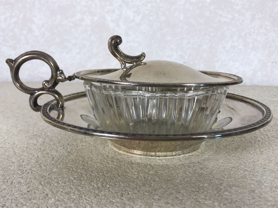 Vintage Italian 800 Silver Hallmarked 3 - VC VERCELLI Handled Dish Bowl With Lid 194g Silver Weight [Photo 6]