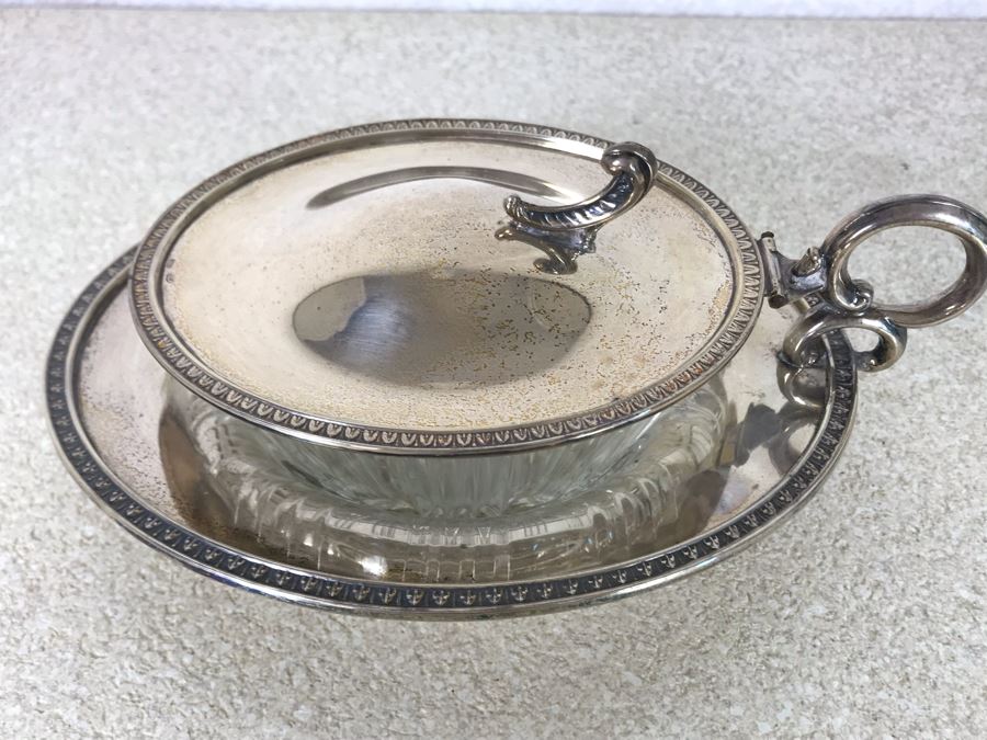 Vintage Italian 800 Silver Hallmarked 3 - VC VERCELLI Handled Dish Bowl With Lid 194g Silver Weight [Photo 3]