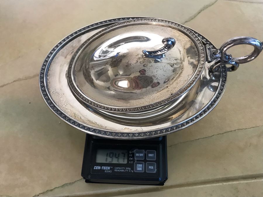 Vintage Italian 800 Silver Hallmarked 3 - VC VERCELLI Handled Dish Bowl With Lid 194g Silver Weight [Photo 13]