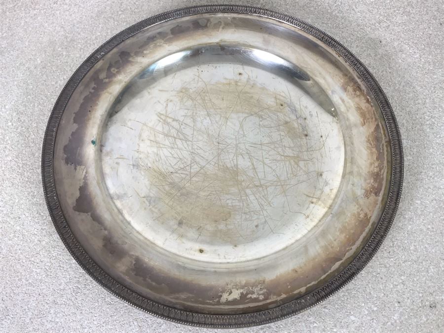 Vintage Italian Neoclassical 800 Silver Hallmarked 20 AL ALESSANDRIA Italy - RICCI & C. S.p.A. Round Tray Plate Dish 14W 720g [Photo 3]