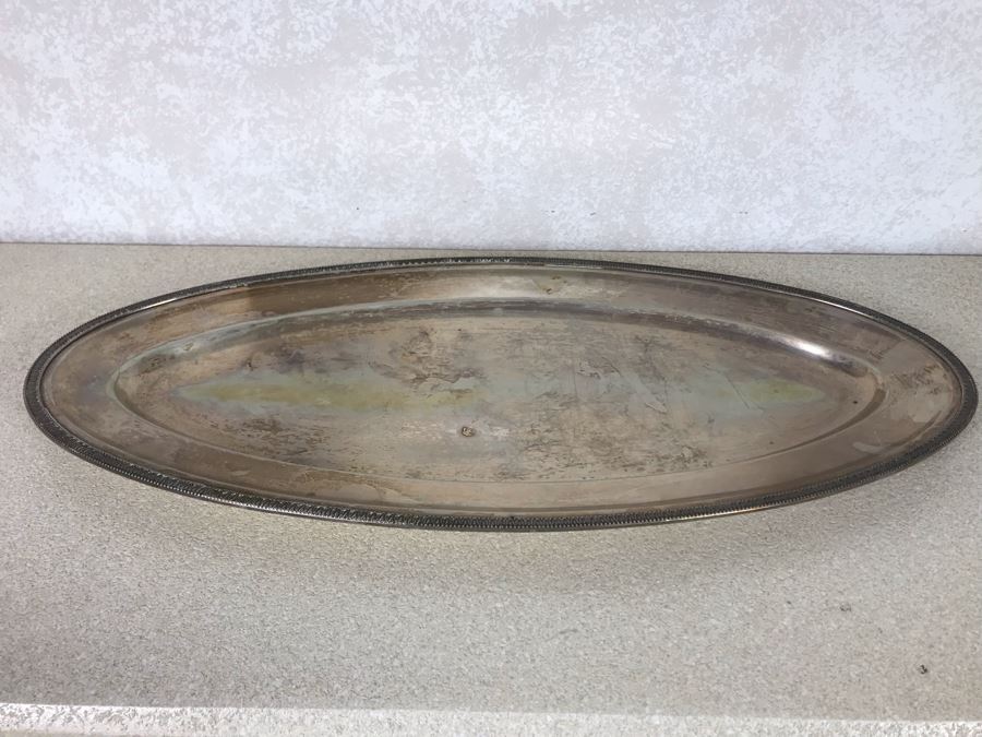 Vintage Italian Neoclassical 800 Silver Hallmarked 20 AL ALESSANDRIA Italy - RICCI & C. S.p.A. Oval Tray Platter 25.5L X 12W 1,440g [Photo 5]
