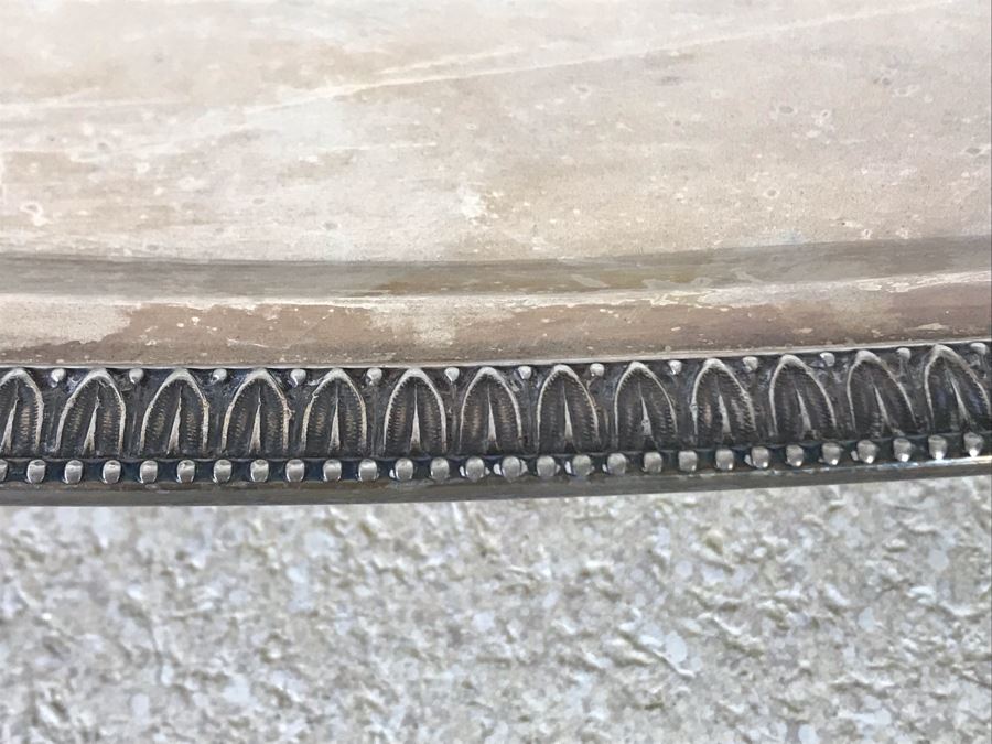Vintage Italian Neoclassical 800 Silver Hallmarked 20 AL ALESSANDRIA Italy - RICCI & C. S.p.A. Oval Tray Platter 25.5L X 12W 1,440g [Photo 6]