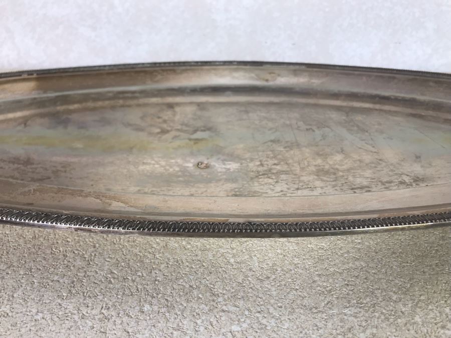 Vintage Italian Neoclassical 800 Silver Hallmarked 20 AL ALESSANDRIA Italy - RICCI & C. S.p.A. Oval Tray Platter 25.5L X 12W 1,440g [Photo 7]