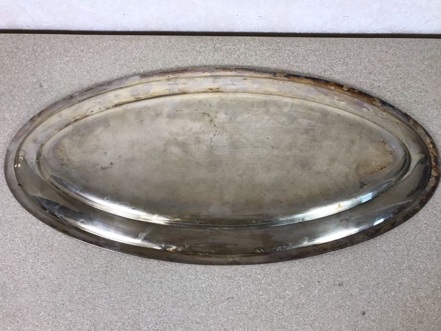 Vintage Italian Neoclassical 800 Silver Hallmarked 20 AL ALESSANDRIA Italy - RICCI & C. S.p.A. Oval Tray Platter 25.5L X 12W 1,440g [Photo 8]