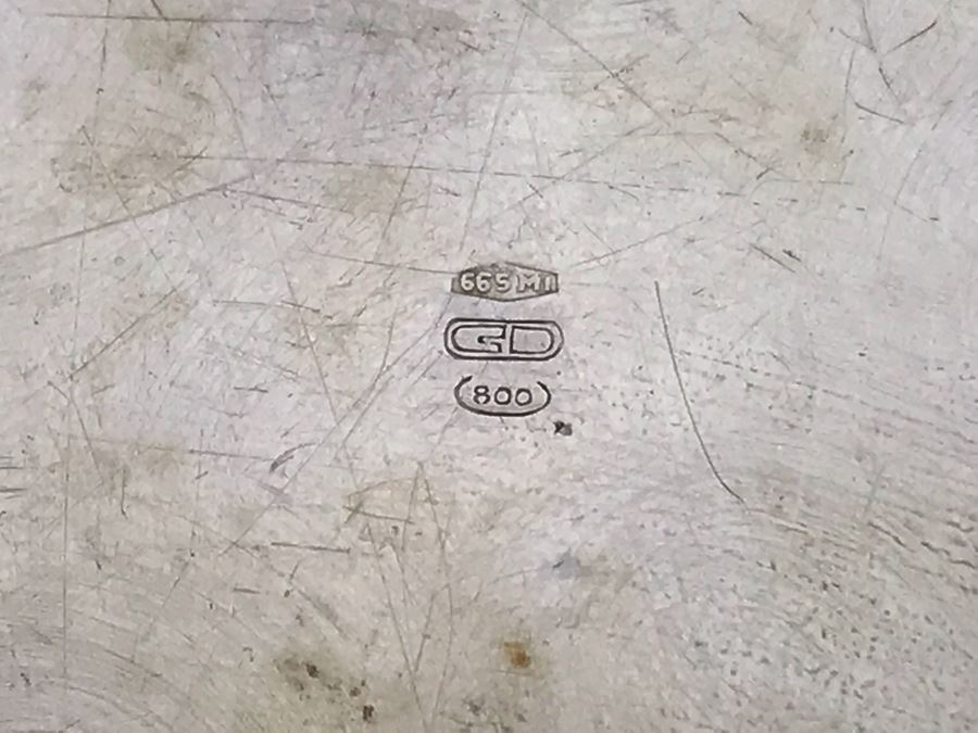 Vintage Italian 800 Silver Hallmarked 665 - MI MILANO (MILAN) DE VECCHI GABRIELE Serving Platter Plate 11R 400g [Photo 9]