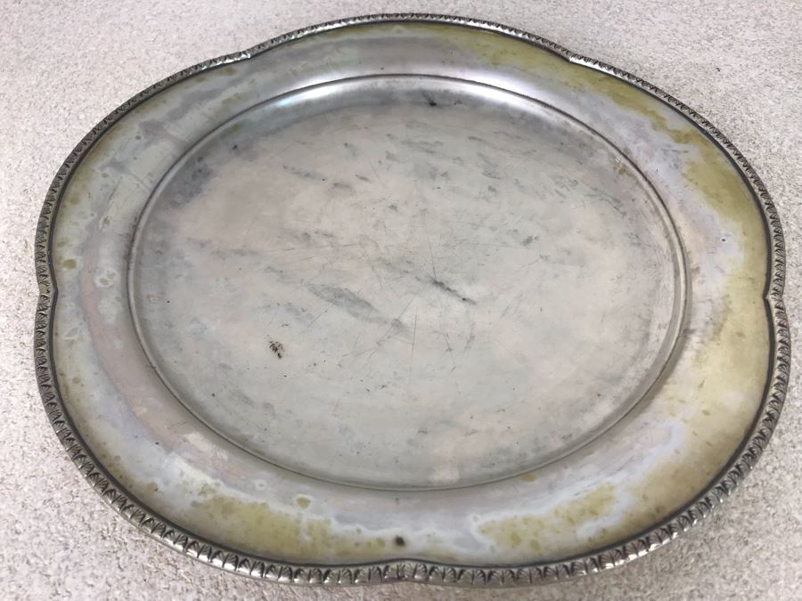 Vintage Italian 800 Silver Hallmarked 665 - MI MILANO (MILAN) DE VECCHI GABRIELE Serving Platter Plate 11R 400g [Photo 4]