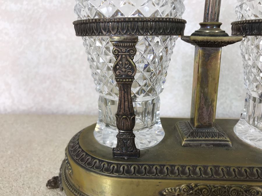 Vintage Italian Neoclassical 800 Silver Hallmarked 20 AL ALESSANDRIA Italy - RICCI & C. S.p.A. Oil And Vinegar Cruet Set 10W X 6D X 13H 620g Silver Weight [Photo 6]