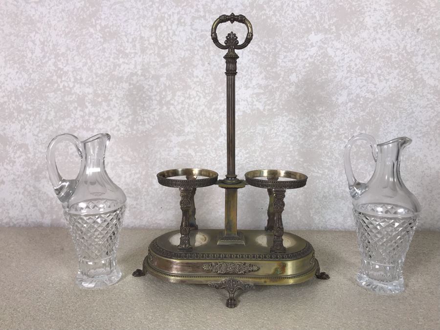 Vintage Italian Neoclassical 800 Silver Hallmarked 20 AL ALESSANDRIA Italy - RICCI & C. S.p.A. Oil And Vinegar Cruet Set 10W X 6D X 13H 620g Silver Weight [Photo 12]