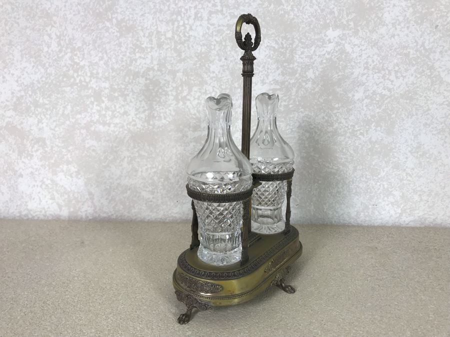 Vintage Italian Neoclassical 800 Silver Hallmarked 20 AL ALESSANDRIA Italy - RICCI & C. S.p.A. Oil And Vinegar Cruet Set 10W X 6D X 13H 620g Silver Weight [Photo 8]