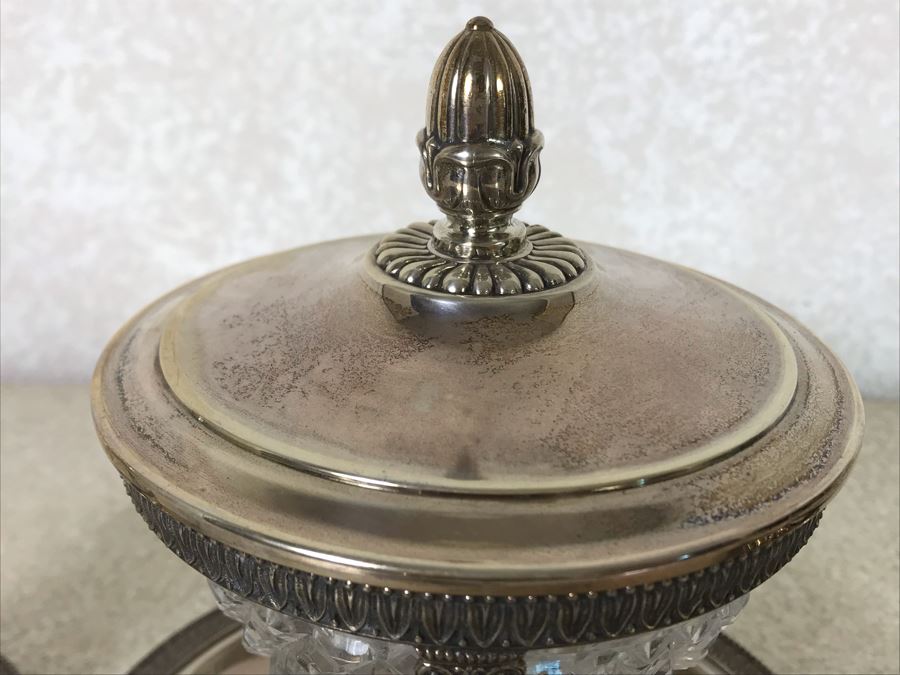 Vintage Italian Neoclassical 800 Silver Hallmarked 20 AL ALESSANDRIA Italy - RICCI & C. S.p.A. Center Bowl With Lid And Pair Of Cups Total Silver Weight 596g [Photo 11]