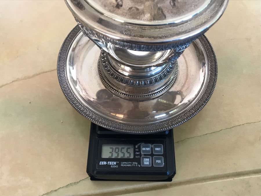 Vintage Italian Neoclassical 800 Silver Hallmarked 20 AL ALESSANDRIA Italy - RICCI & C. S.p.A. Center Bowl With Lid And Pair Of Cups Total Silver Weight 596g [Photo 19]