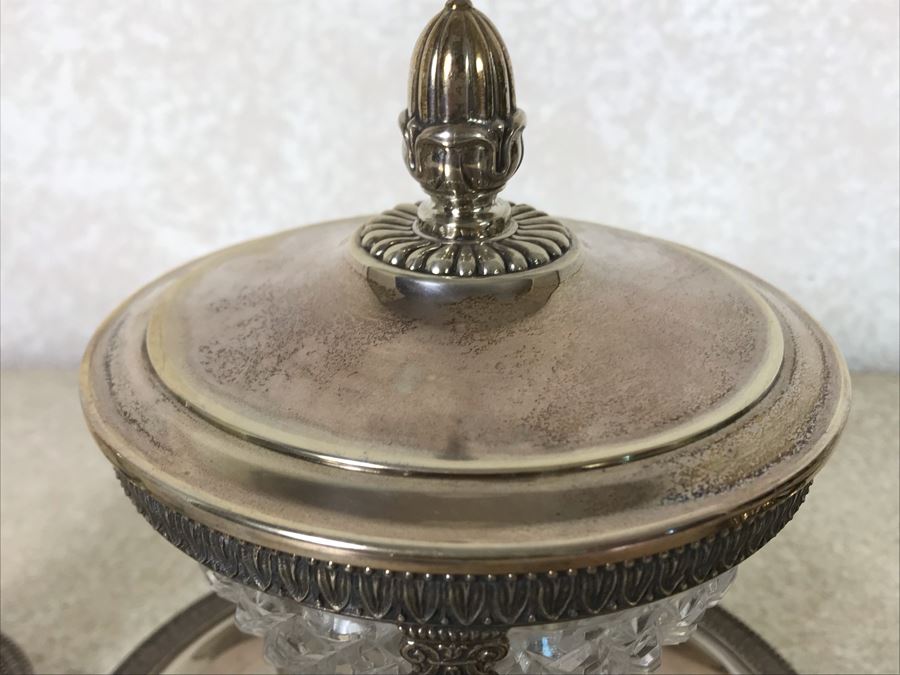 Vintage Italian Neoclassical 800 Silver Hallmarked 20 AL ALESSANDRIA Italy - RICCI & C. S.p.A. Center Bowl With Lid And Pair Of Cups Total Silver Weight 596g [Photo 10]