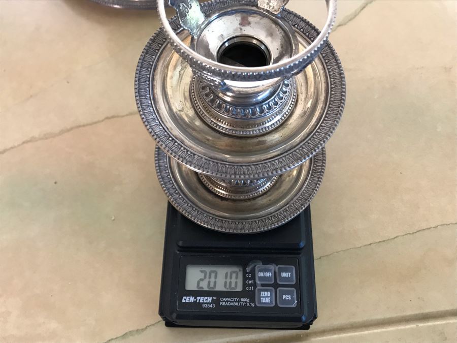 Vintage Italian Neoclassical 800 Silver Hallmarked 20 AL ALESSANDRIA Italy - RICCI & C. S.p.A. Center Bowl With Lid And Pair Of Cups Total Silver Weight 596g [Photo 21]